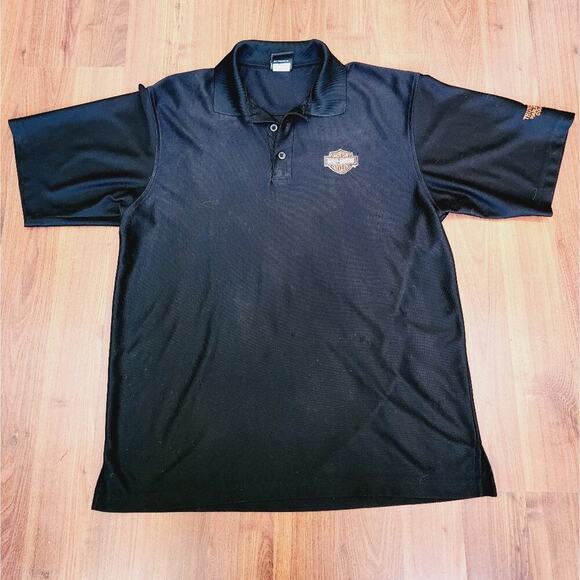 HARLEY DAVIDSON BLACK/ORANGE POLO SHORT SLEEVE SHIRT SIZE LARGE - Picture 2 of 8